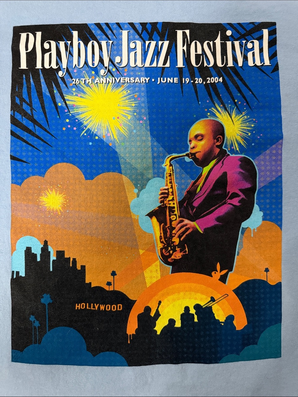 VTG 2004 Playboy Jazz Festival Graphic Tee - Light Blue - L